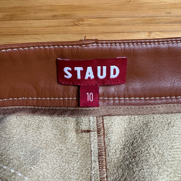 STAUD- Elliot Faux Leather Pants in Color Whiskey. Size 10 - Picture 7 of 13